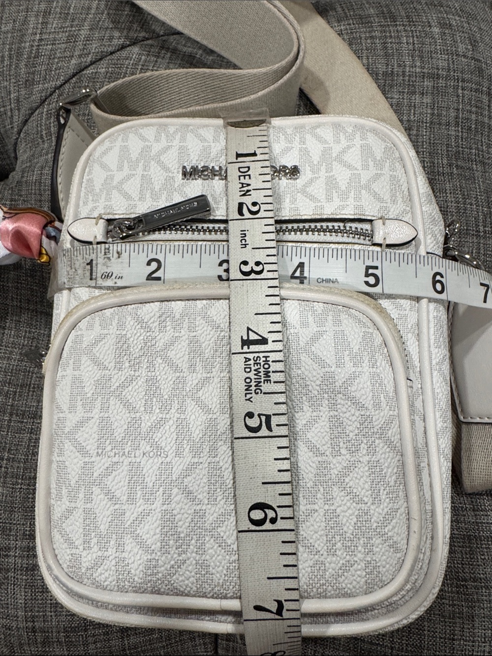 Michael Kors Bag Travel Small Jet Set Logo White Cream Leather Crossbody - Picture 17 of 17